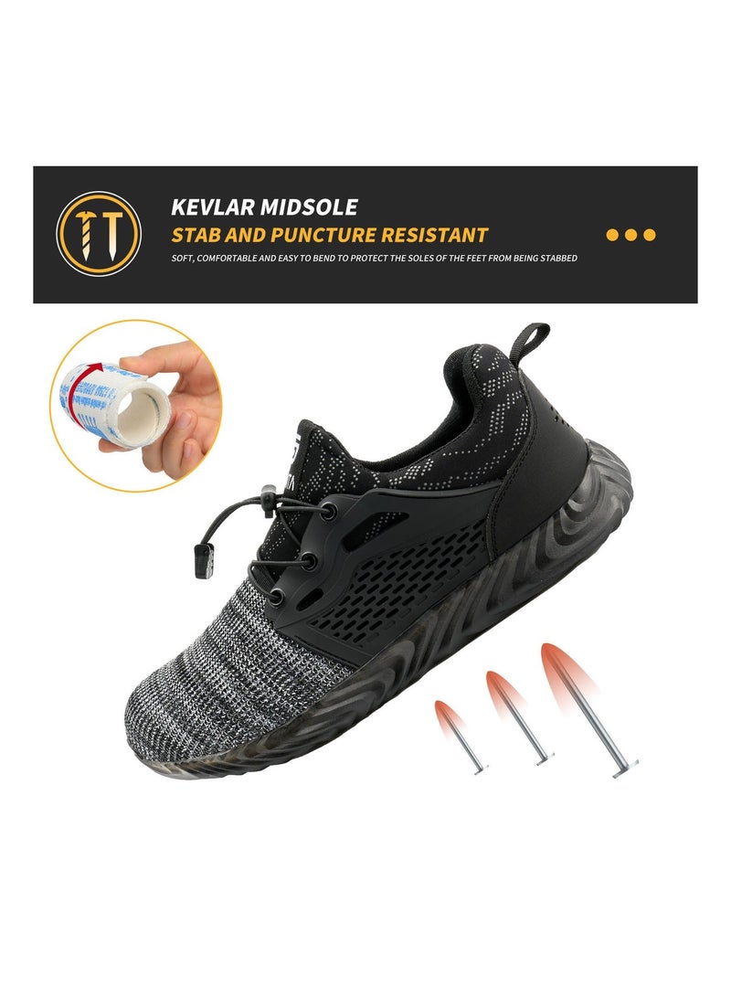 SLIMTA Men Women Safety Shoes Non-Slip Steel Toe Cap Trainers Mesh Breathable Lightweight Comfortable Puncture Proof Industrial Shoes - Image 3